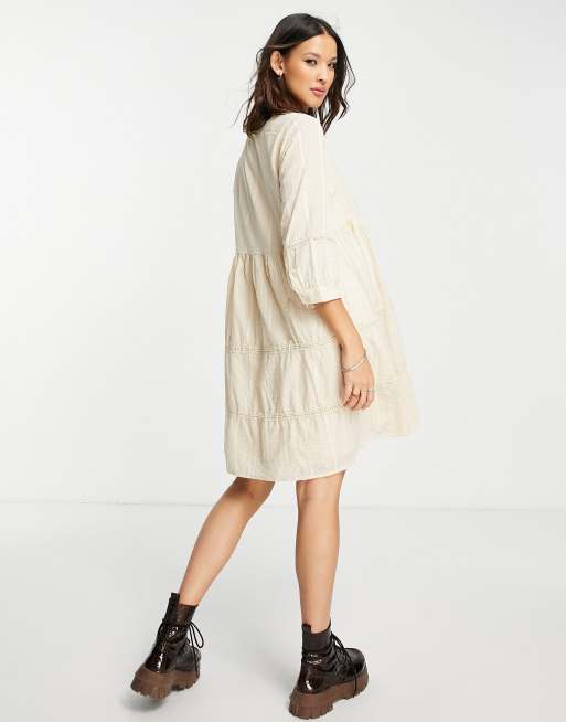 Topshop spot trim smock hot sale dress