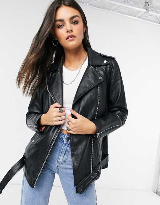 Object - Lang leren jack in zwart