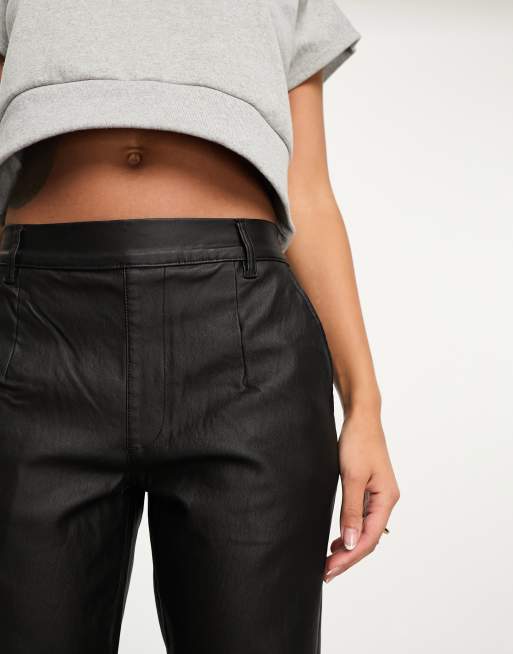 Leather look clearance tapered trousers