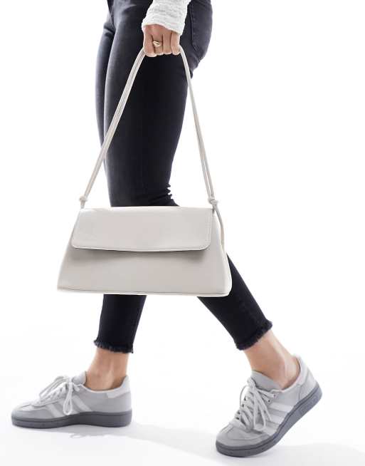 Object leather shoulder bag in stone, 2 of 4