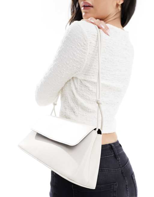 Object leather shoulder bag in stone, 3 of 4