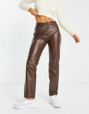 Object leather trousers in brown
