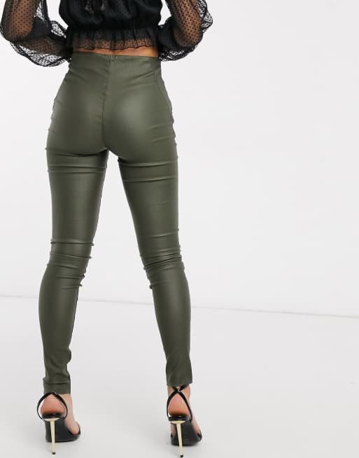 Groene leren legging new arrivals