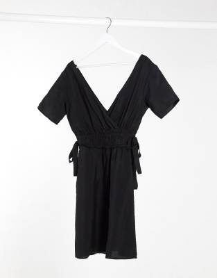 black linen mini dress