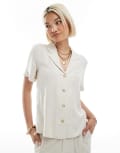 [Object] Object linen-touch shirt in cream (Part of a set)-White 40 Sandshell