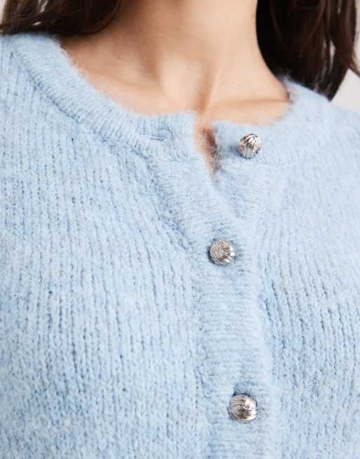 Object – Lockere Strickjacke in Aqua Haze mit Taschendetail, 2 von 4