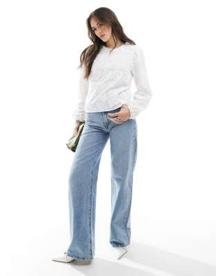 Object Long Sleeve Top With Applique In White