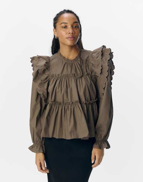 Object Long sleeved top in morel - view 1