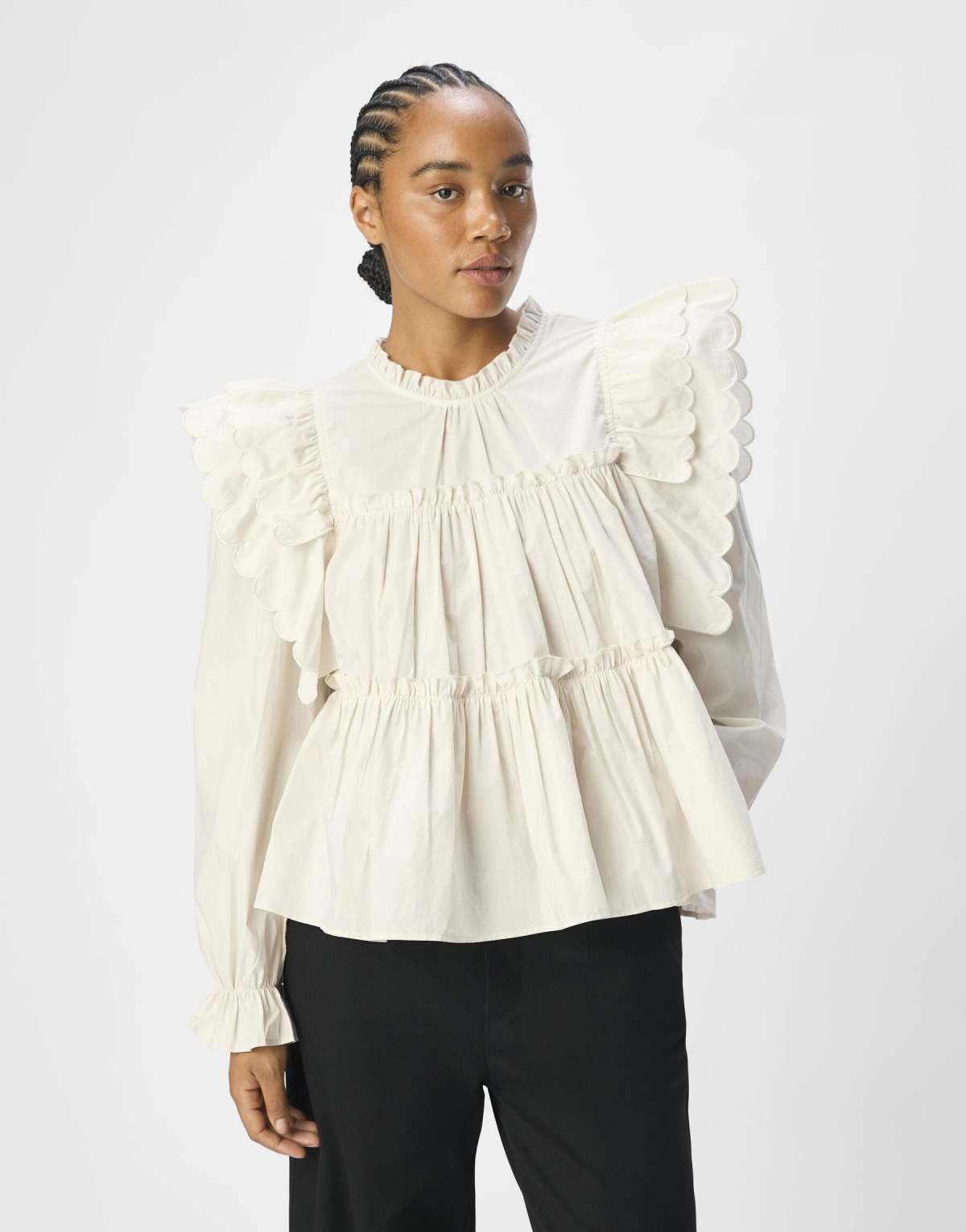 Object Long sleeved top in white sand