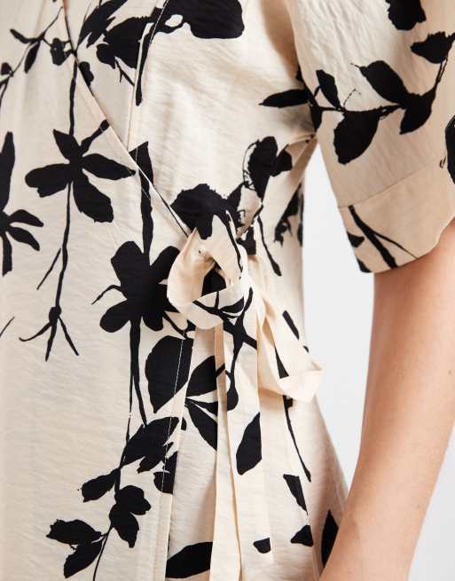 Object long wrap maxi dress in contrast floral print, 4 of 4