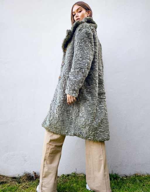 Textured longline 2025 faux fur coat