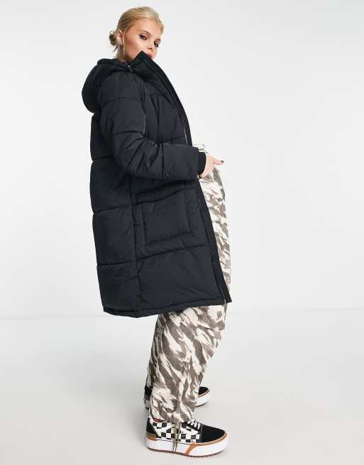 Black padded longline coat