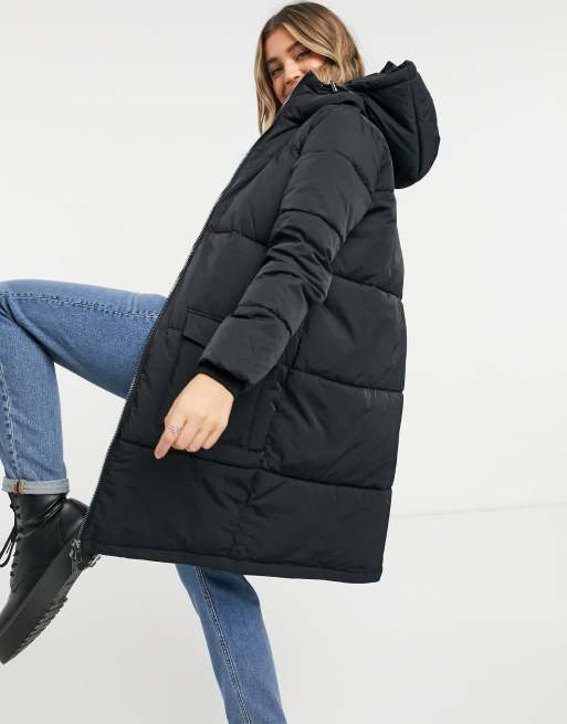 Black padded longline coat