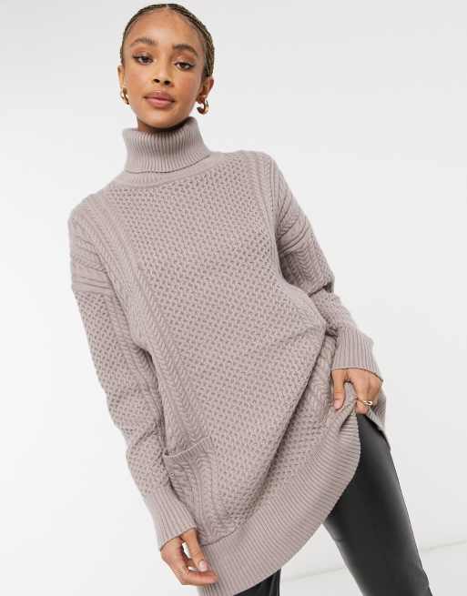 Object – Longline-Pullover in Braun