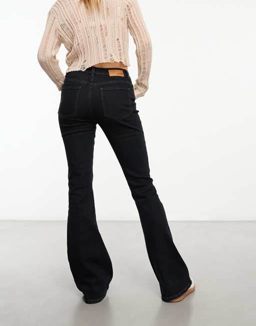 Object low rise flared jeans in dark wash blue