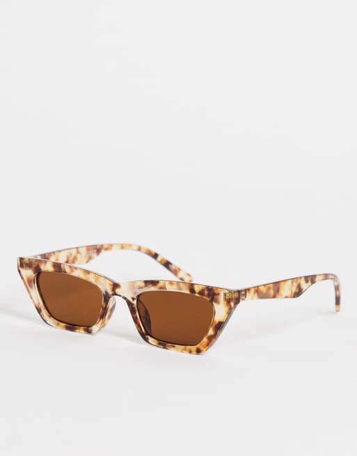 Object - Lunettes de soleil fines à monture œil de chat effet écaille de tortue