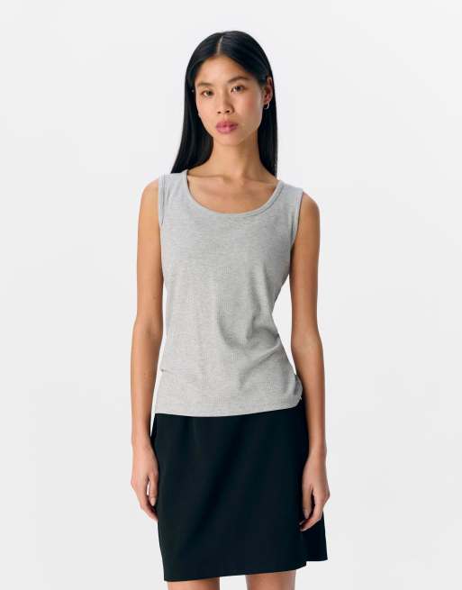 Object - Lysegråmeleret tanktop