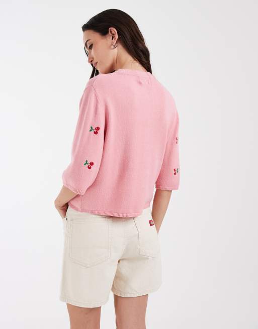 Object - Lyserød cardigan med kirsebærprint, 4 af 4