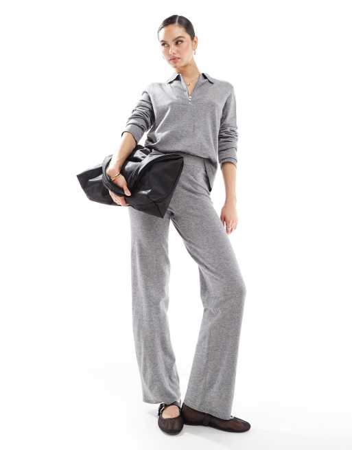 Object - Maglione lavorato grigio con zip sul collo in coordinato
