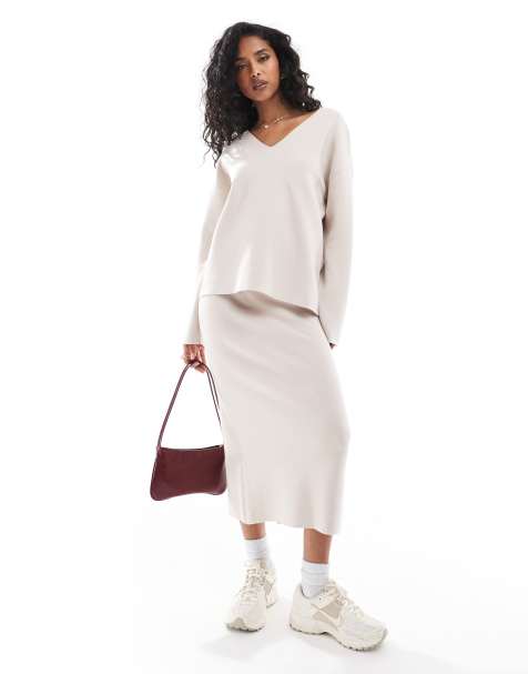 Object - Maglione strutturato con scollo a V grigio argento in coordinato - view 1
