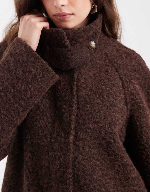 Object manteau long texturé boutonné sur le devant marron, 2 de 4