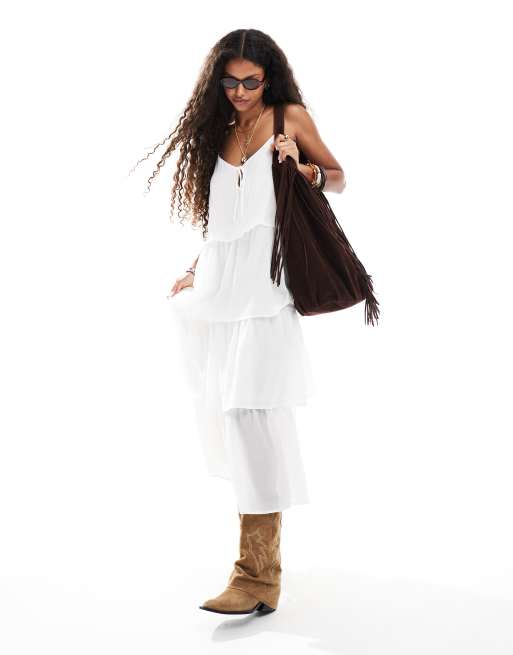 Object - Maxi bohojurk met stroken in wit, 4 van 4