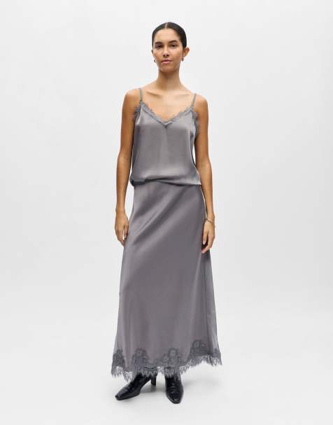 Object Maxi skirt in brushed nickel