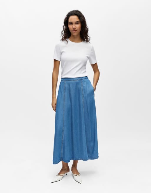 Object Maxi skirt in light blue denim, 3 of 6