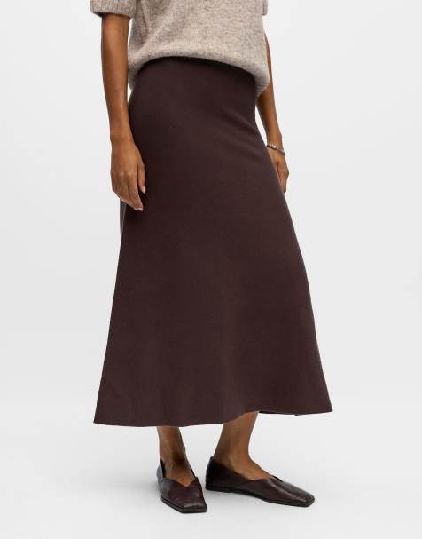 Object Maxi skirt in seal brown - view 1