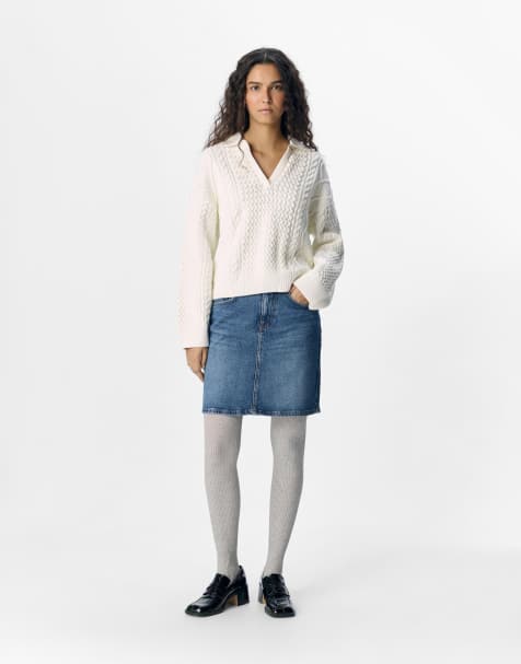 Object - Mellemblå mininederdel i denim - view 1