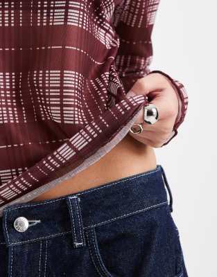 Object Mesh Long Sleeve Top In Red