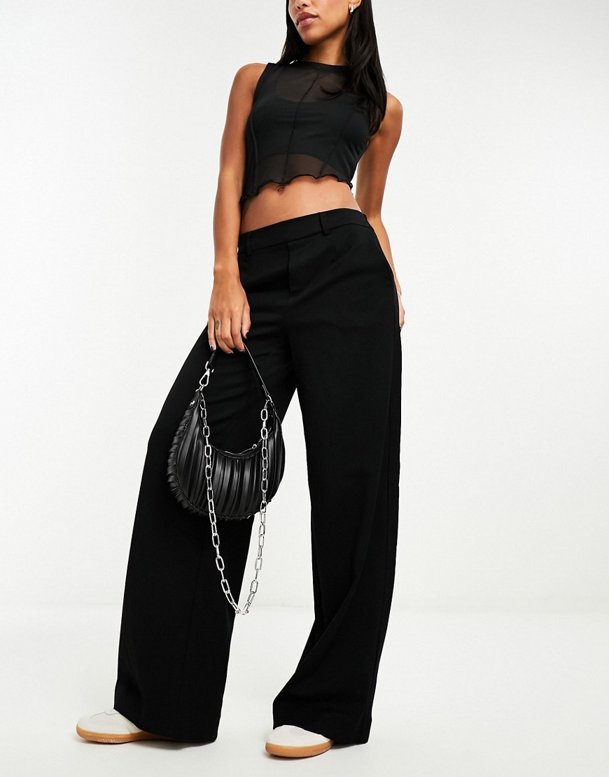 mid rise pull on smart pants in black
