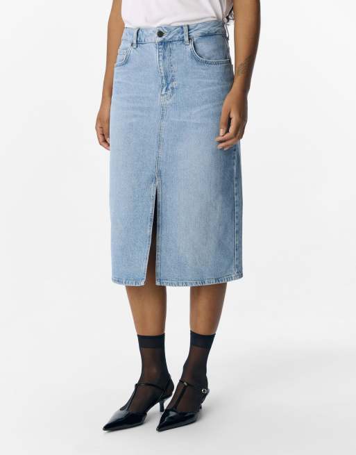 Object – Midi-Jeansrock in Light Blue Denim 1