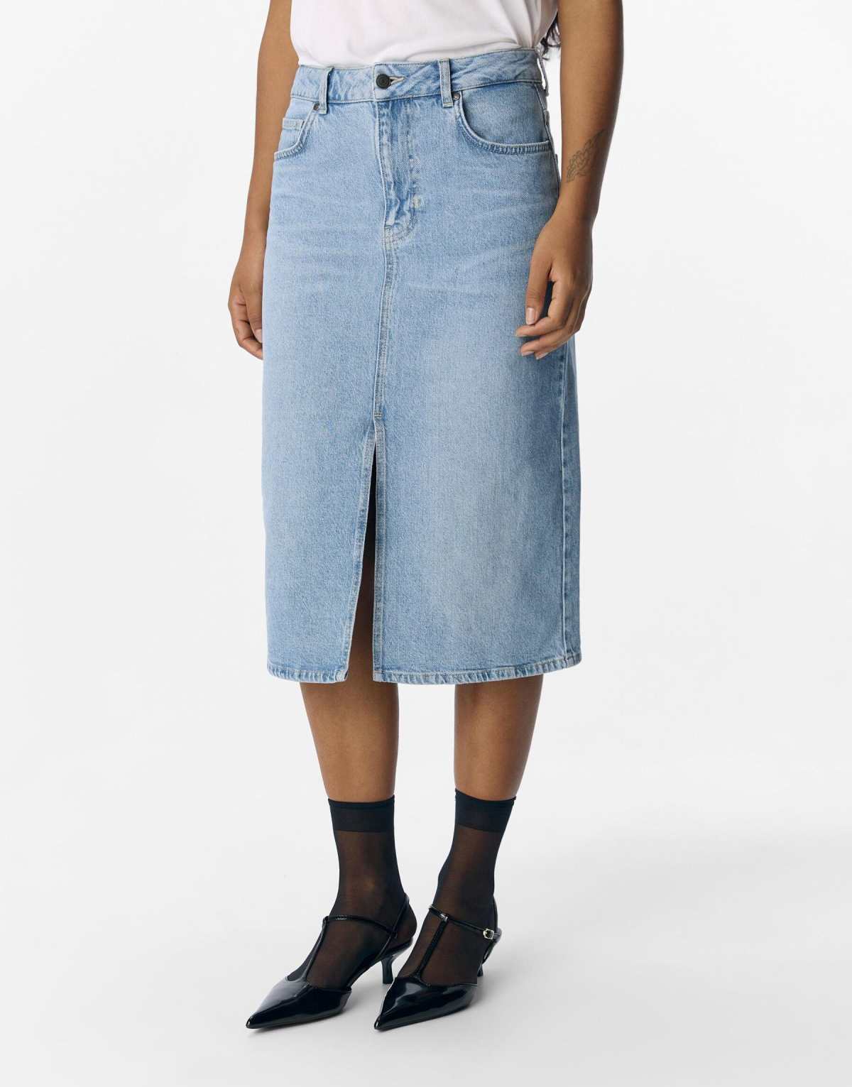 Object Midi skirt in light blue denim 1