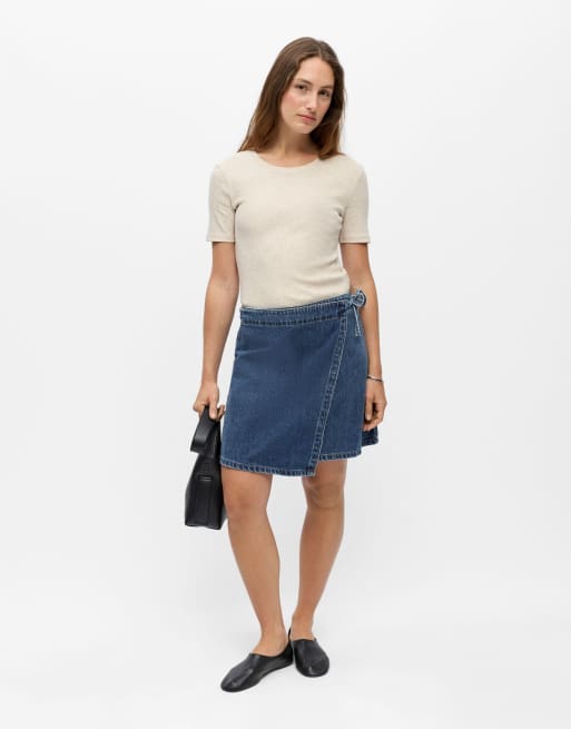 Object – Midi-Wickelrock aus mittelblauem Denim, 3 von 5
