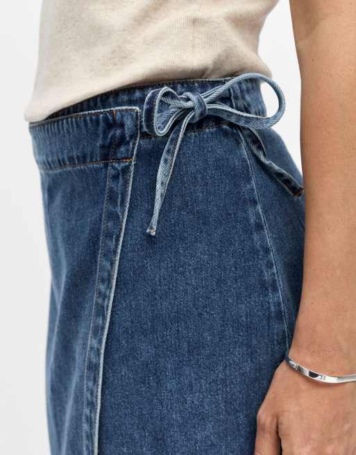 Object – Midi-Wickelrock aus mittelblauem Denim, 4 von 5