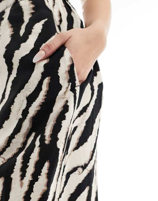 Object - Midinederdel i A-form med zebraprint, 2 af 5