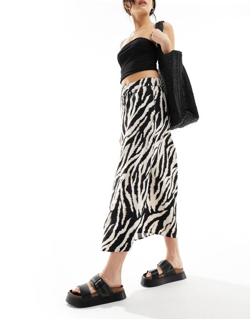 Object - Midinederdel i A-form med zebraprint, 5 af 5