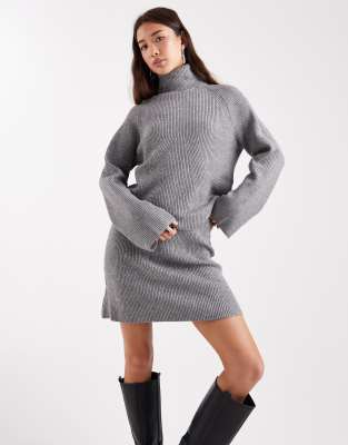 Mini-jupe d'ensemble en maille - Gris 40-42