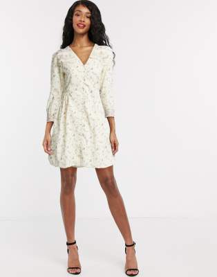 white lace high neck dress