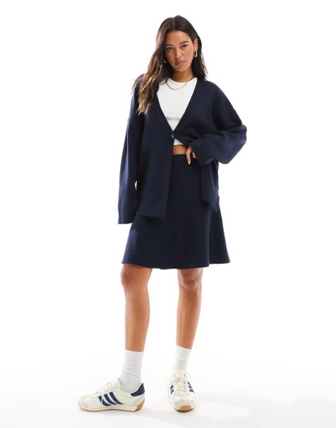 Object - Minigonna skater in maglia blu navy in coordinato - view 1