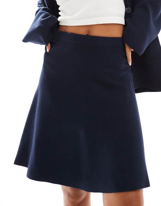 Object - Minigonna skater in maglia blu navy in coordinato, 2 di 5