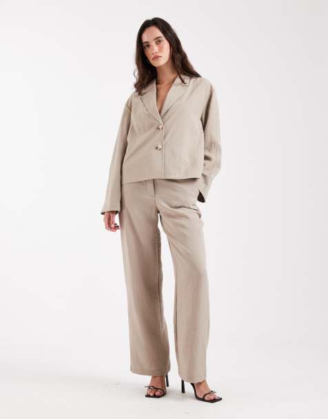 Object mix and match wide leg tailored pants in taupe (Part of a set) - view 1