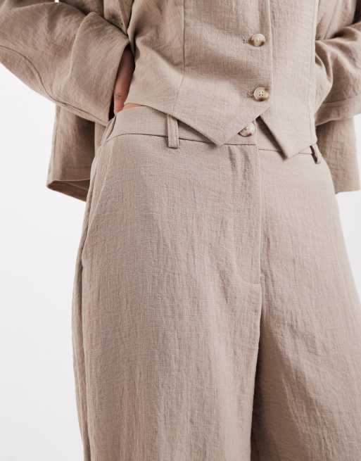 Object - Mix en match - Elegante broek met wijde pijpen in taupe, deel van co-ord set, 3 van 5