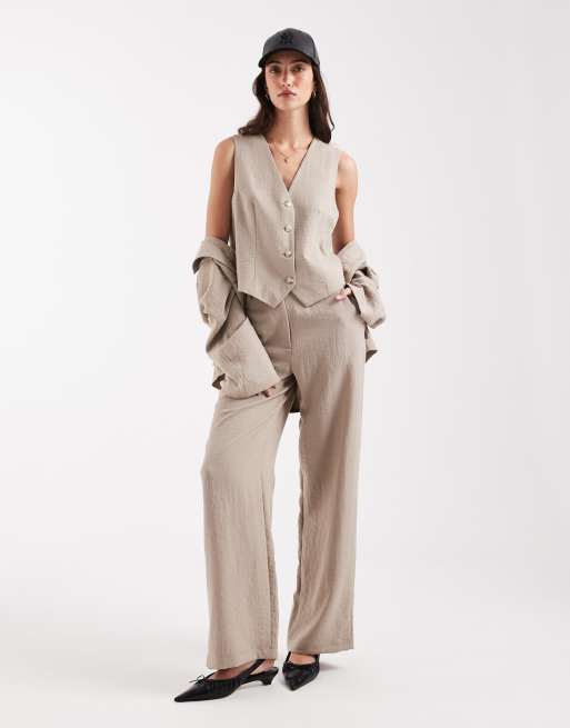 Object mix & match tailored vest in taupe - part of a set, 3 of 4