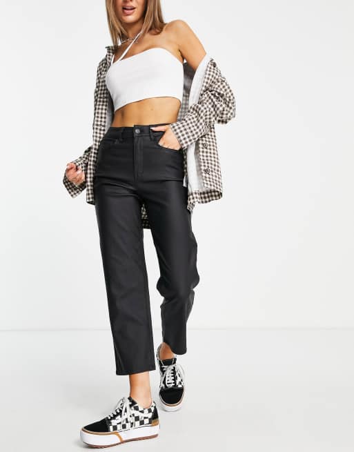 Vier voorjaar pond Object Moji coated jeans in black | ASOS