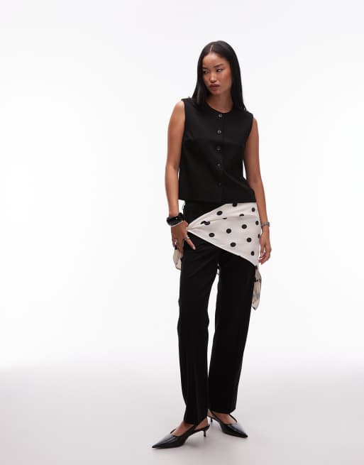 Object o-neck waistcoat and straight leg trouser set in black