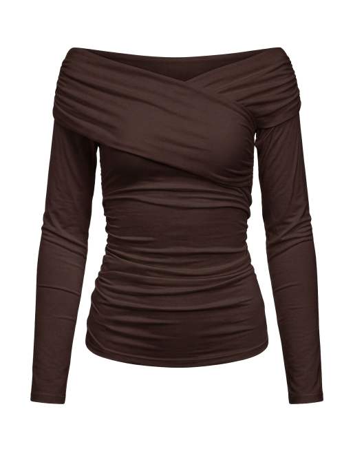Object Off-shoulder top in seal brown1, 5 of 5