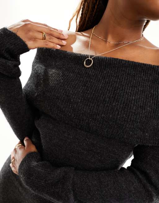 Dark grey off the hotsell shoulder sweater