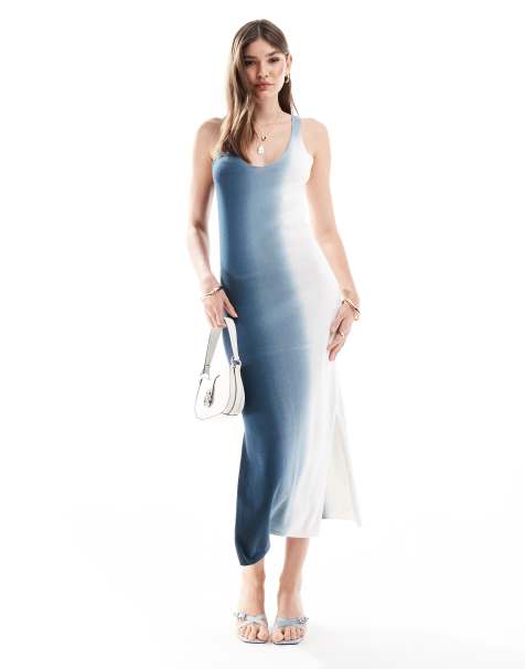 Object ombre knitted maxi dress in ocean wave blue - view 1